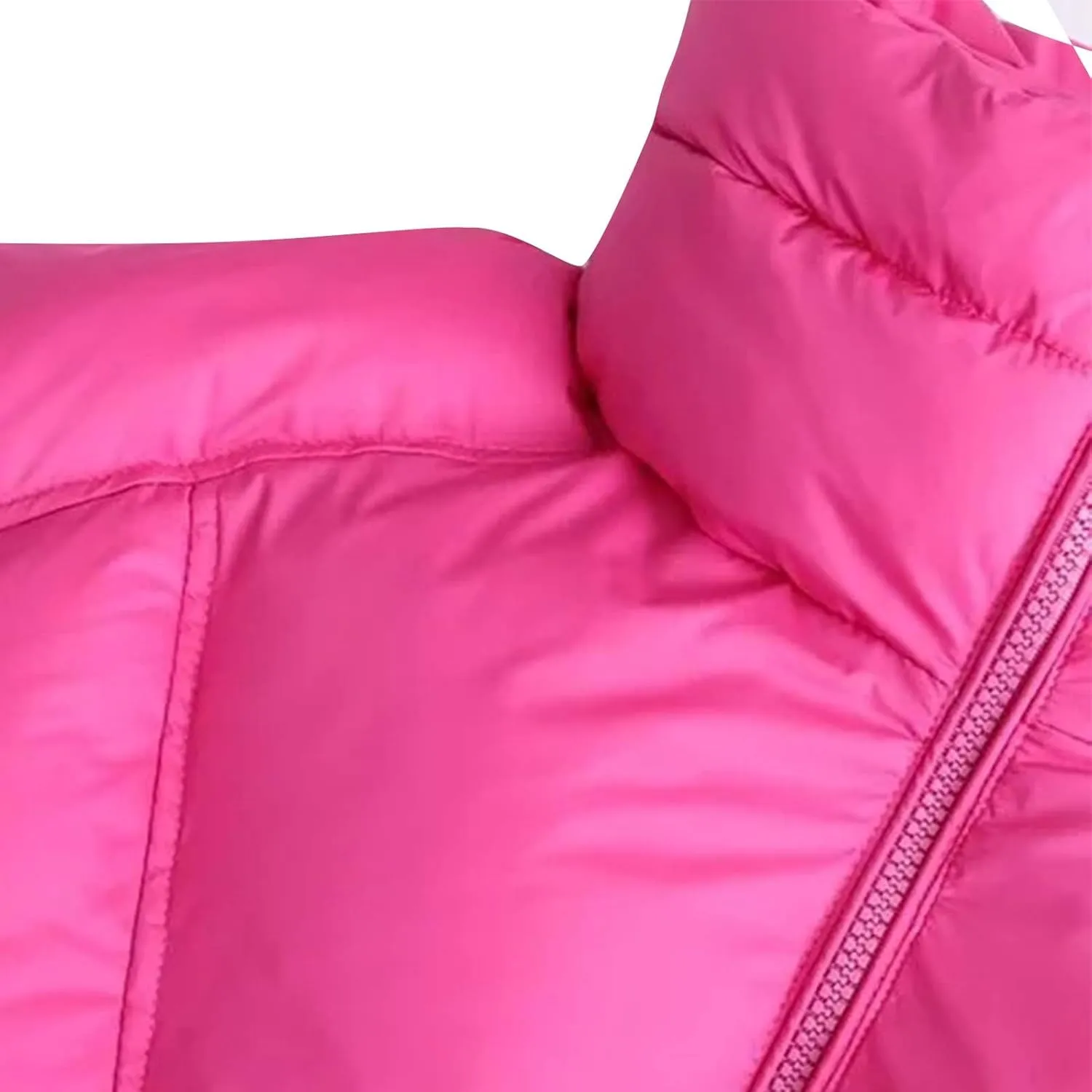 Women Cropped Puffer Jacket Stand Collar Winter Warm Puffy Quilted Jackets Drawstring Down Coats Outwear with Pockets