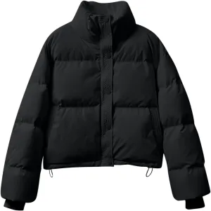 Women Cropped Puffer Jackets Lightweight Warm Winter Down Coat Short Zipped Quilted Puffy Jacket Outwear with Pockets