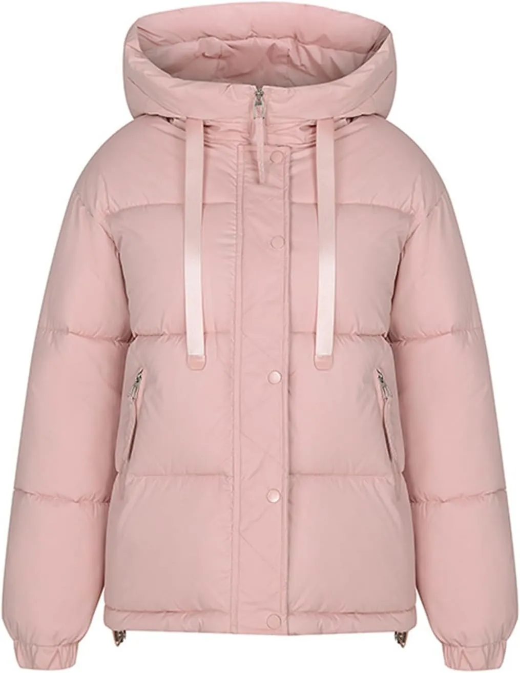 Women Oversized Puffer Jackets Warm Winter Down Coat with Hood Pockets Casual Long Sleeve Zipped Quilted Coat Outwear