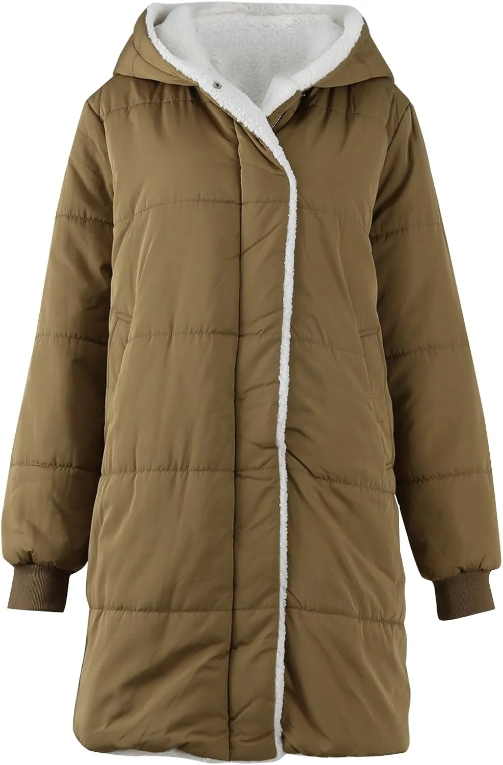 Women Puffer Jacket Fall Winter Fashion Warm Quilted Long Hooded Padded Bubble Hooded Coat Warm Long Jacket Parka