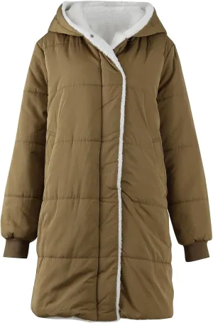 Women Puffer Jacket Fall Winter Fashion Warm Quilted Long Hooded Padded Bubble Hooded Coat Warm Long Jacket Parka