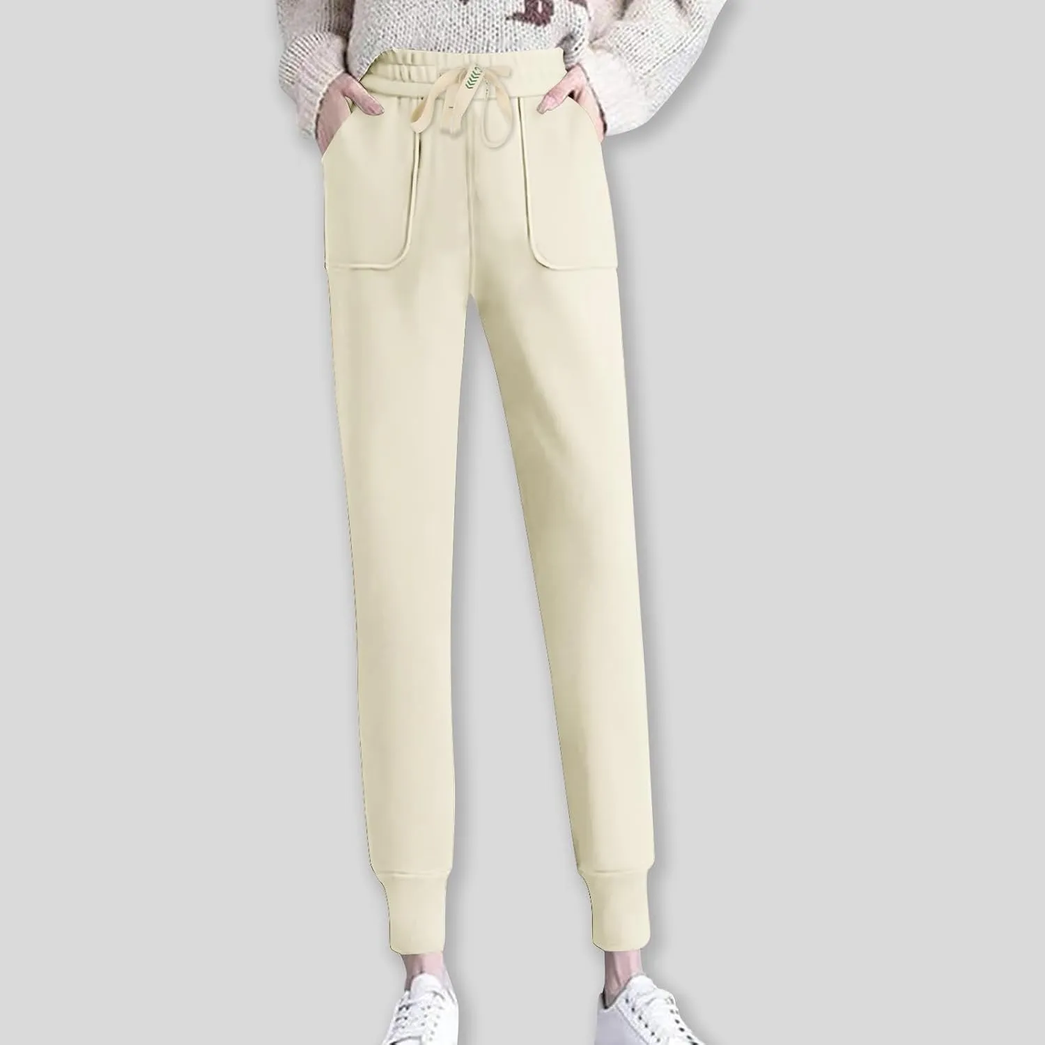 Women Winter Fleece Jogger Pants Thick Windproof Active Joggers Pants Sherpa Lined Athletic Sweatpants Lounge Pants