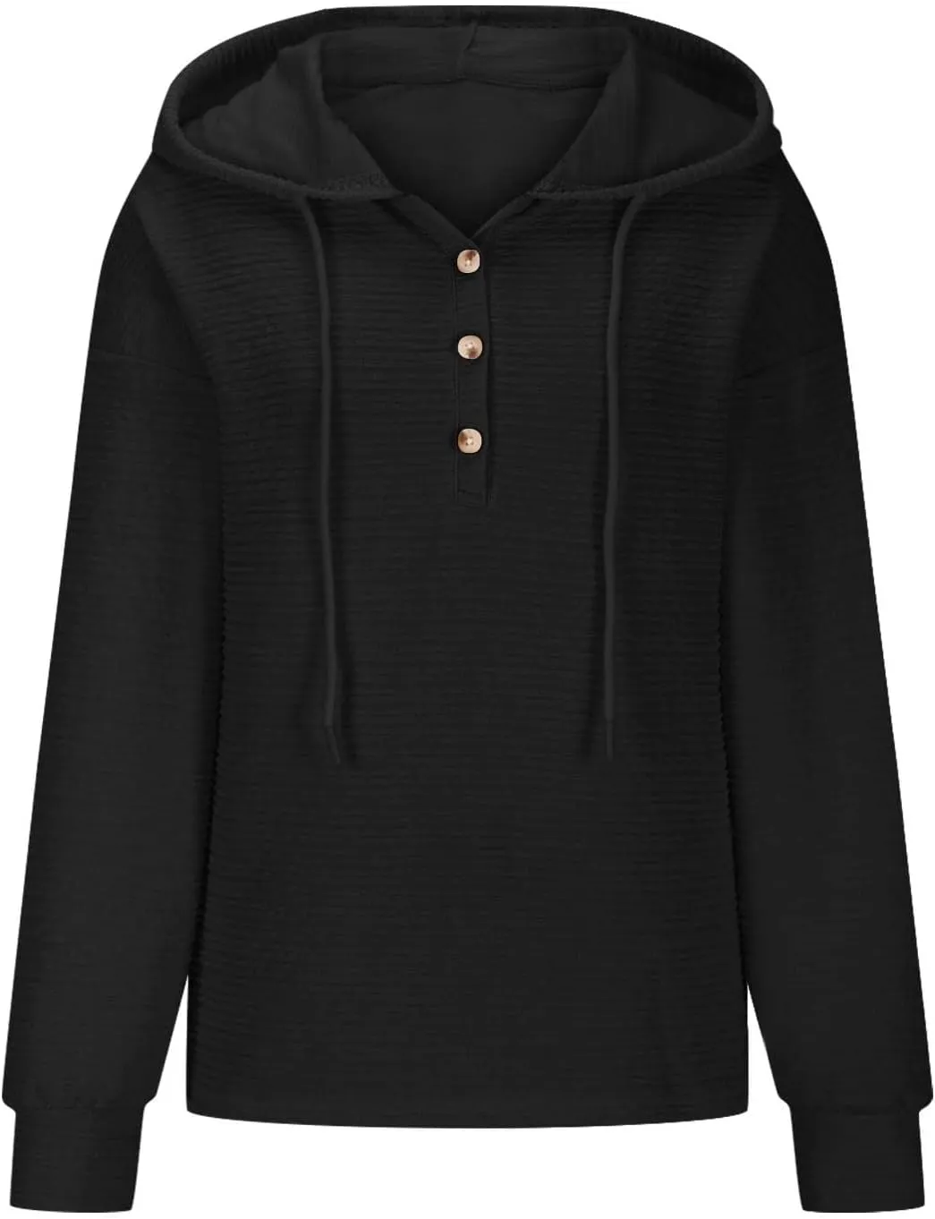 Womens 2024 Hooded Button Drawstring Hoodies Pullover Sweatshirts Casual Long Sleeve Tops Shirts Trendy Warm Tops