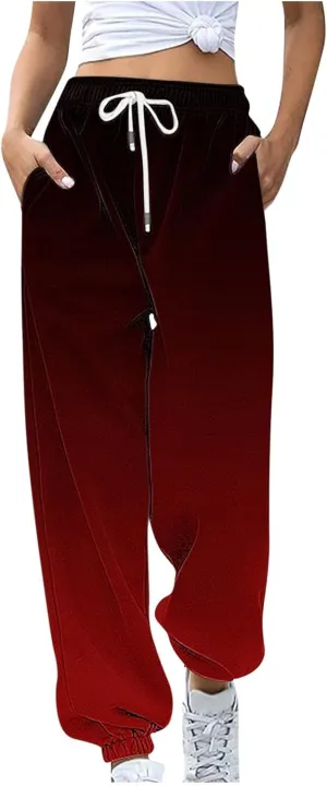 Women's Baggy Sweatpants Workout Active Joggers Pants High Waisted Drawstring Lounge Bottoms with Pockets