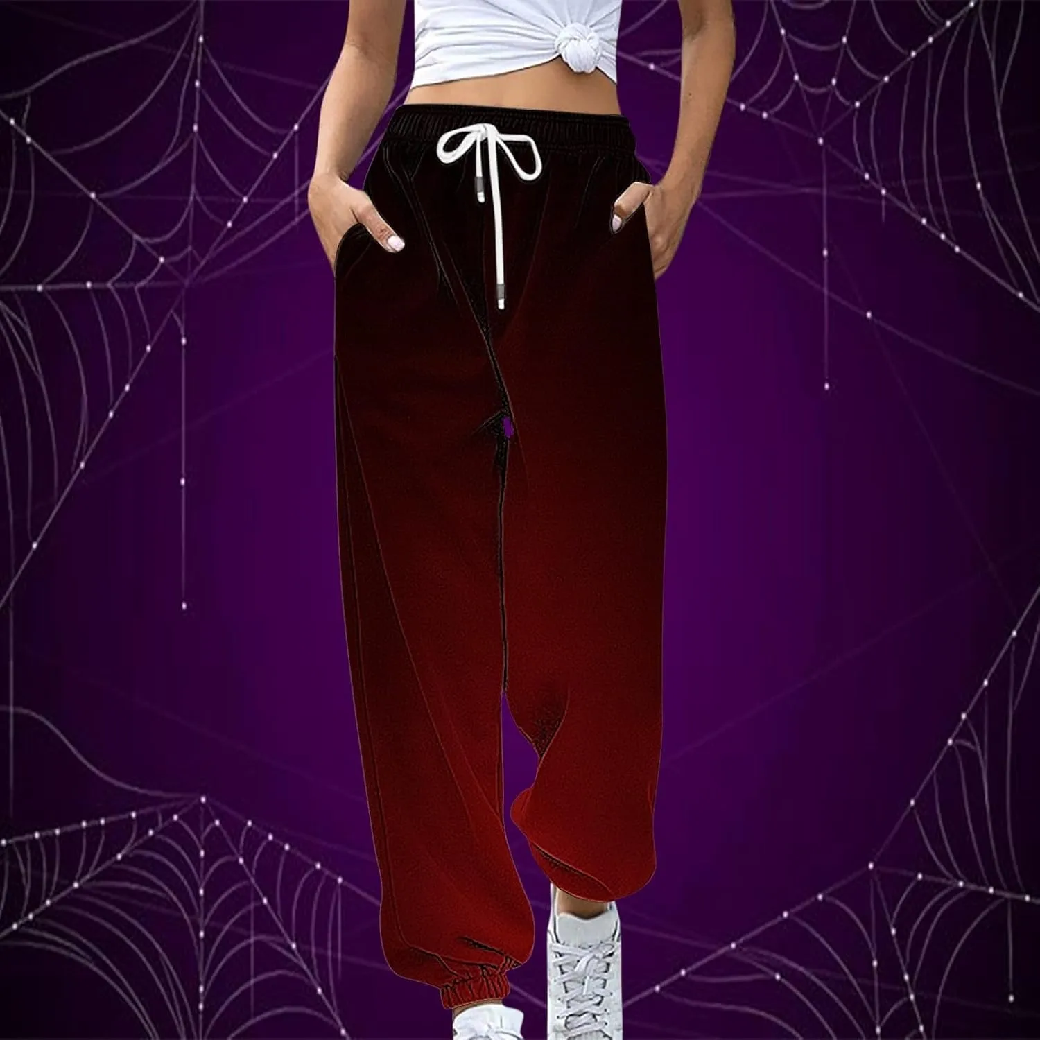 Women's Baggy Sweatpants Workout Active Joggers Pants High Waisted Drawstring Lounge Bottoms with Pockets