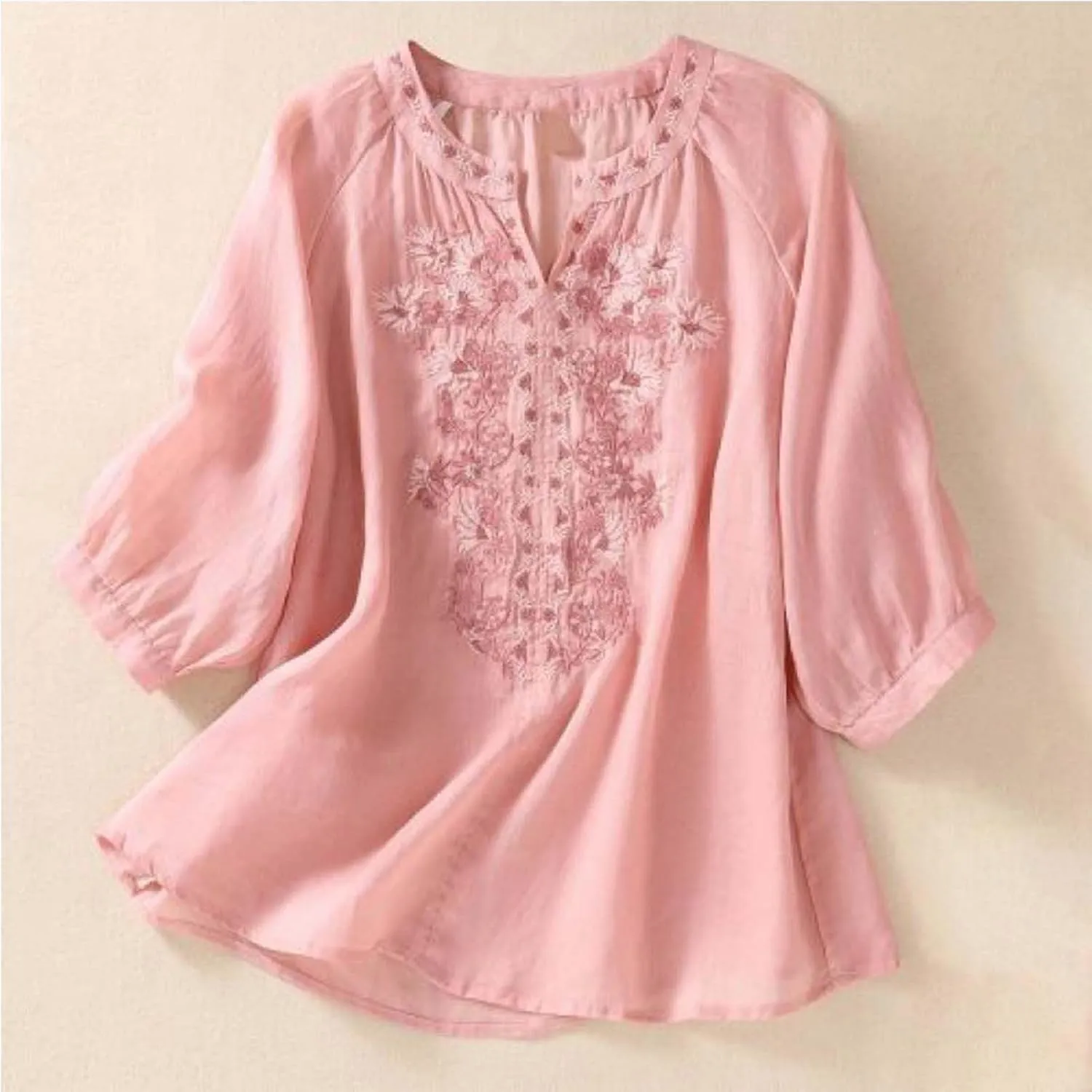 Women's Button Down Shirt Solid Color Long Sleeve Linen Summer Casual Basic Blouse Top Loose Tshirts