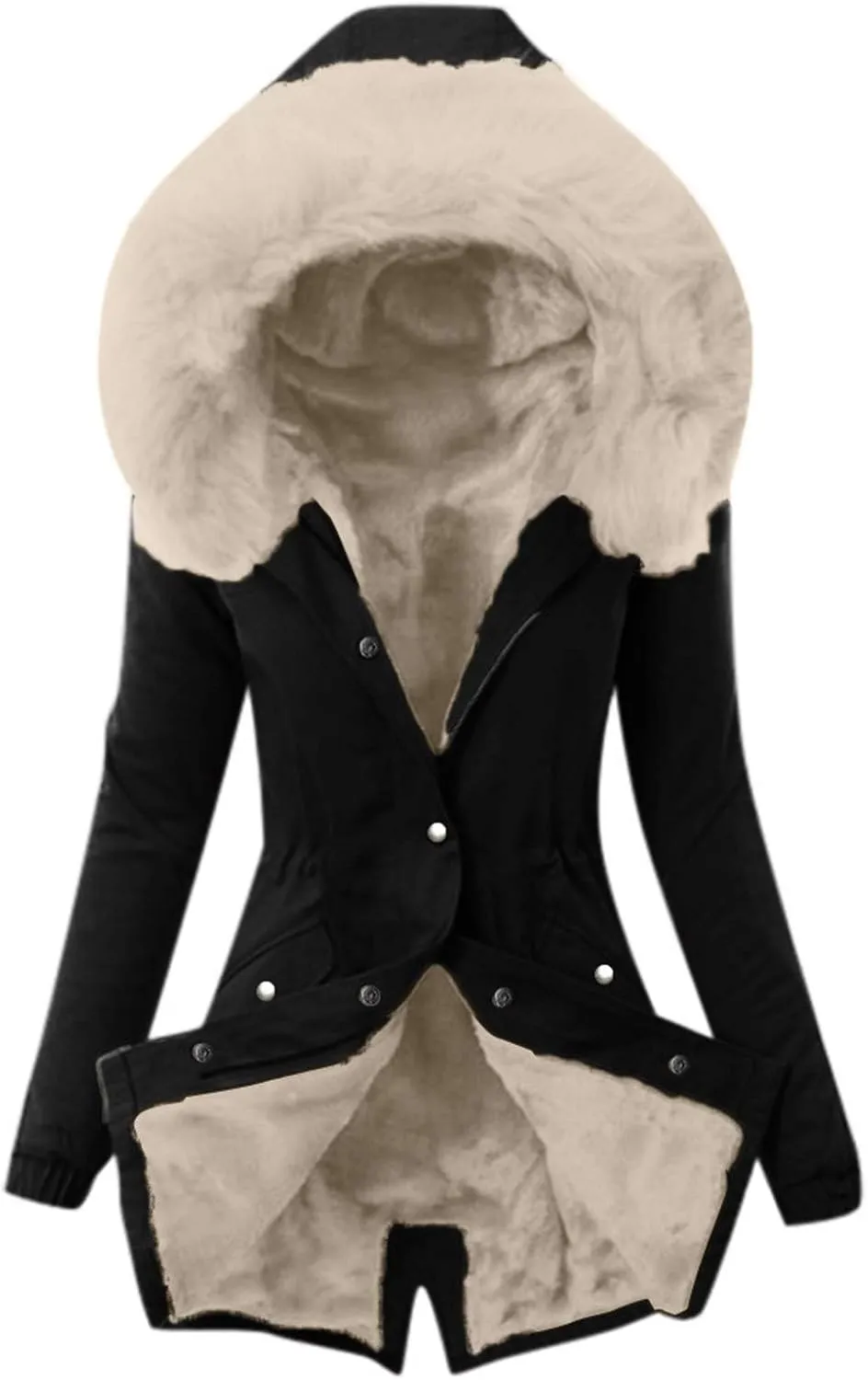 Womens Coats Winter, Warm Down Pullover Casual Puffer Buttons Outerwear Long Sleeve Sherpa Outerwear with Pocket
