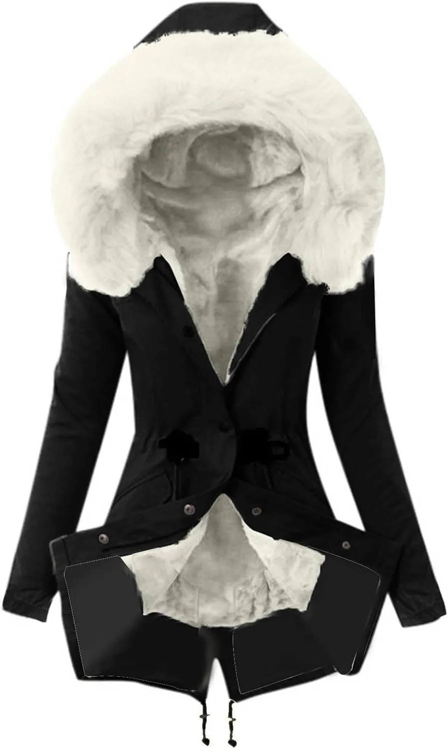 Womens Coats Winter, Warm Down Pullover Casual Puffer Buttons Outerwear Long Sleeve Sherpa Outerwear with Pocket