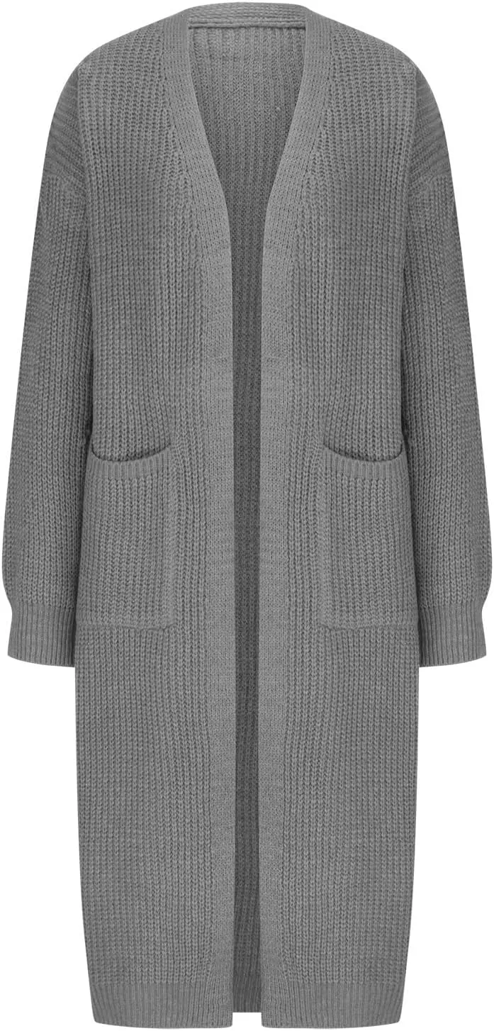 Womens Fashion 2024 Chunky Knit Open Front Long Cardigan Batwing Sleeve Casual Sweaters Plus Size Jackets Fall Outfits