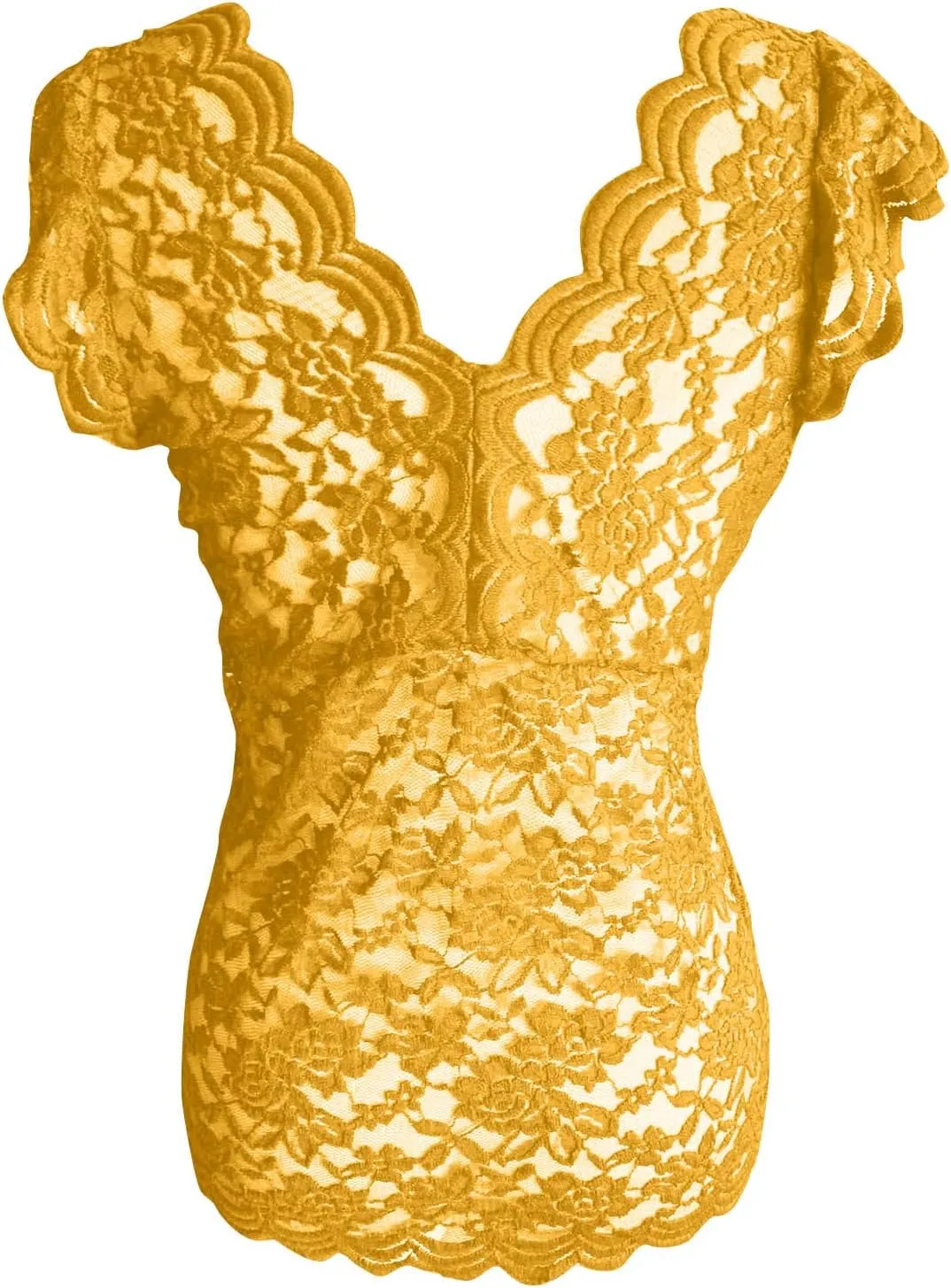 Women's Floral Lace Tank Top Deep V Neck Scalloped Trim Sleeveless Shirts See Through Sexy Mesh Tshirts Plus Size Tops