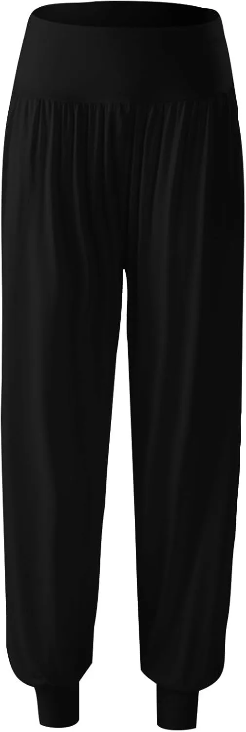 Womens Harem Pants Cozy Wide Leg Yoga Pants High Waisted Lounge Pants Casual Workout Jogger Pants with Pocket