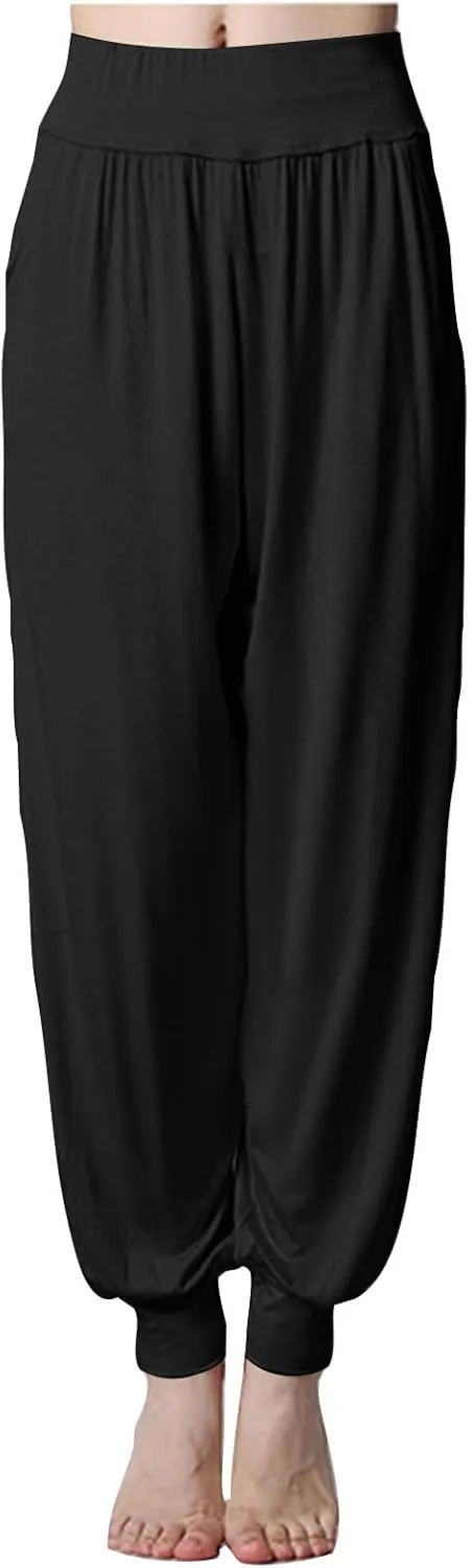 Womens Harem Pants Cozy Wide Leg Yoga Pants High Waisted Lounge Pants Casual Workout Jogger Pants with Pocket