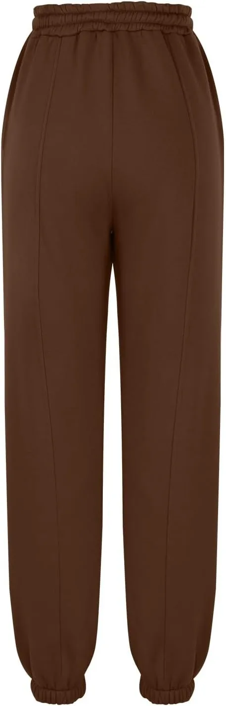 Women's High Waisted Sweatpants Workout Active Joggers Pants Baggy Lounge Cinch Bottoms Drawstring Trousers Pockets