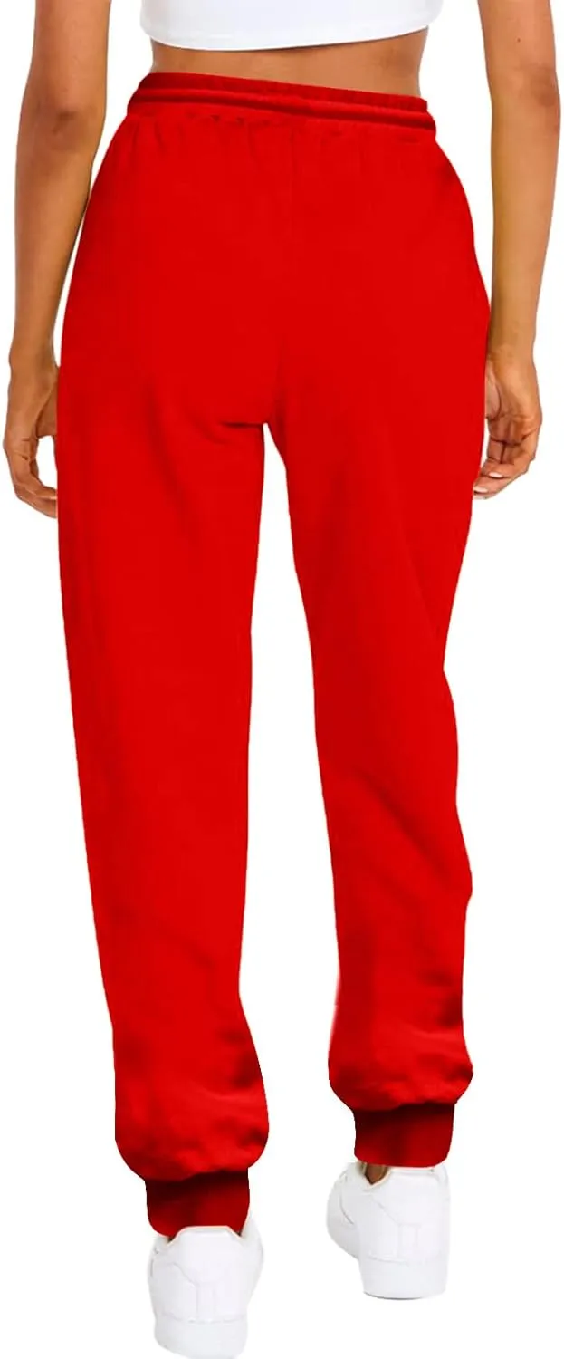 Women's High Waisted Sweatpants Workout Active Joggers Pants Lounge Bottoms Drawstring Elastic Waist Athletic Pant