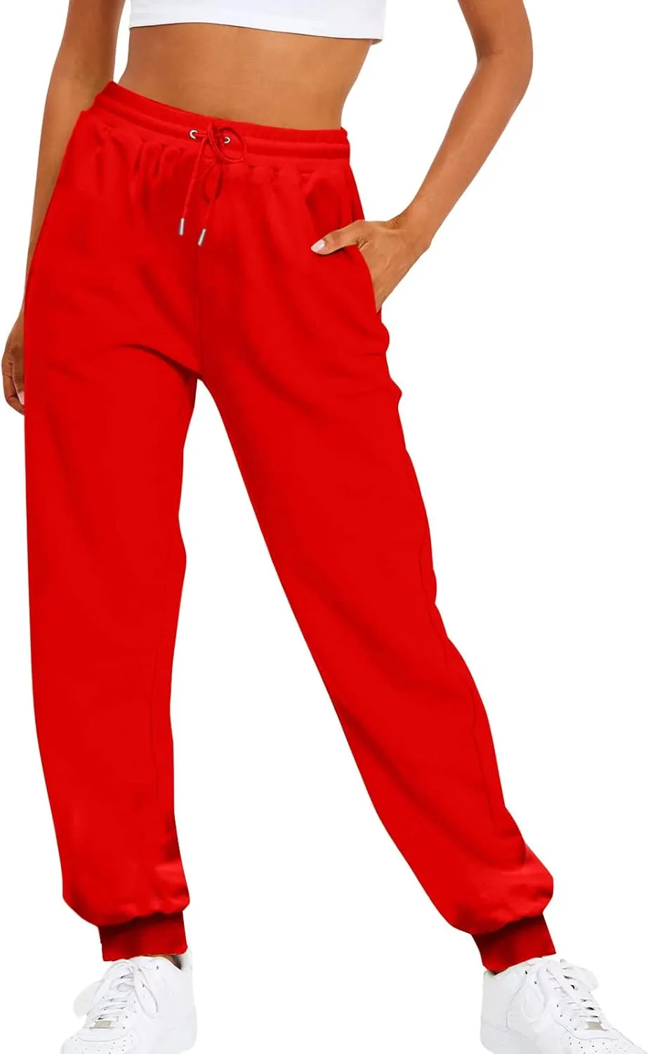 Women's High Waisted Sweatpants Workout Active Joggers Pants Lounge Bottoms Drawstring Elastic Waist Athletic Pant