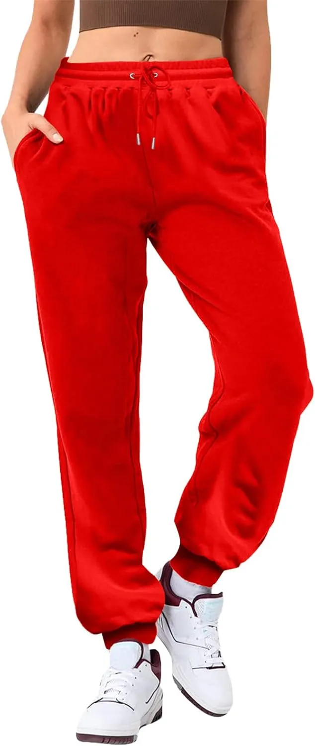 Women's High Waisted Sweatpants Workout Active Joggers Pants Lounge Bottoms Drawstring Elastic Waist Athletic Pant