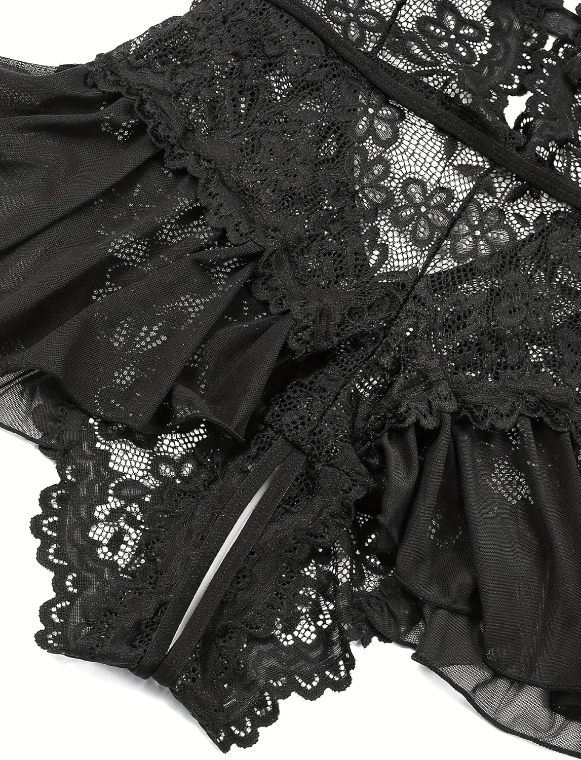 Women's Lace Bodysuit Sexy Halter V Neck One-Piece Teddy Lingerie