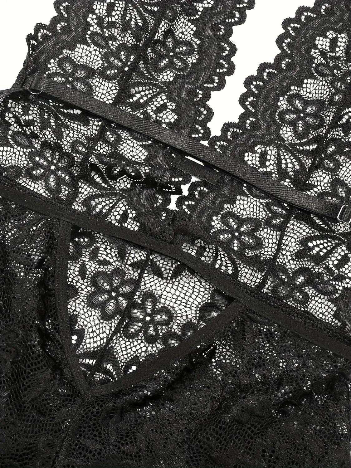Women's Lace Bodysuit Sexy Halter V Neck One-Piece Teddy Lingerie