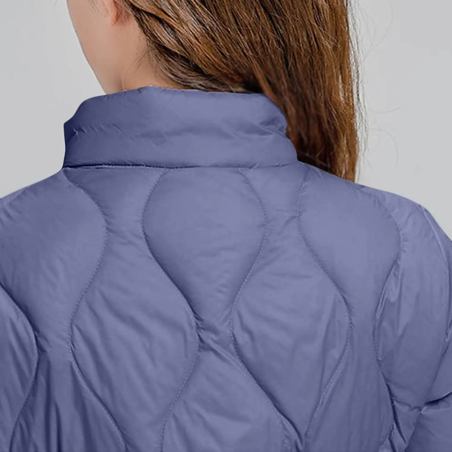Women's Lightweight Puffer Jacket Plus Size Stand Collar Quilted Down Coat Winter Warm Jackets Outwear with Pockets