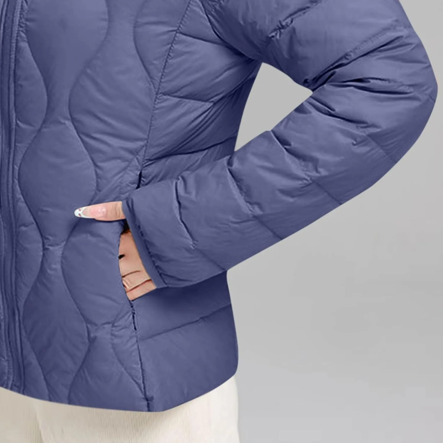 Women's Lightweight Puffer Jacket Plus Size Stand Collar Quilted Down Coat Winter Warm Jackets Outwear with Pockets