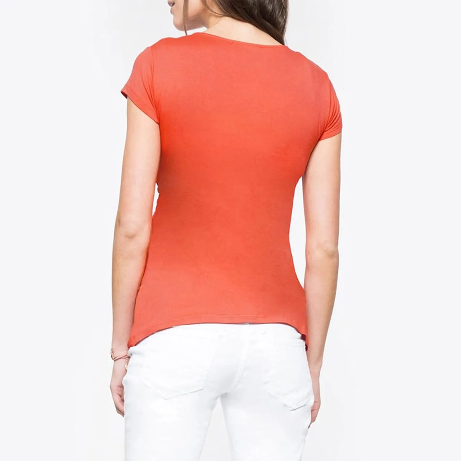Women's Maternity Shirts Short Sleeve Pregnancy Tops Summer Blouses Casual Wrap V-Neck Ruched Pregnant Tunic Tee