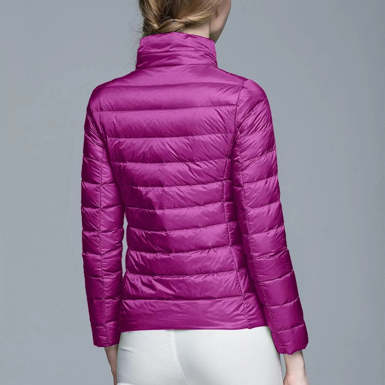 Women's Packable Puffer Jacket Lightweight Down Jacket Winter Warm Slim Fit Duck Down Coats Quilted Full-Zip Outwear