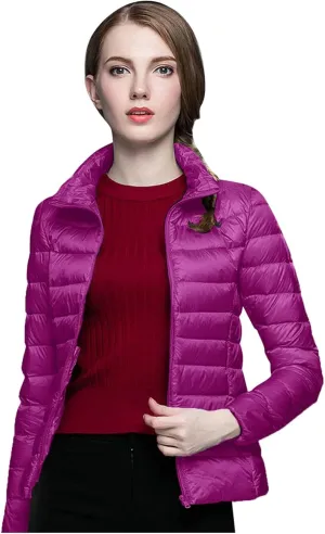 Women's Packable Puffer Jacket Lightweight Down Jacket Winter Warm Slim Fit Duck Down Coats Quilted Full-Zip Outwear
