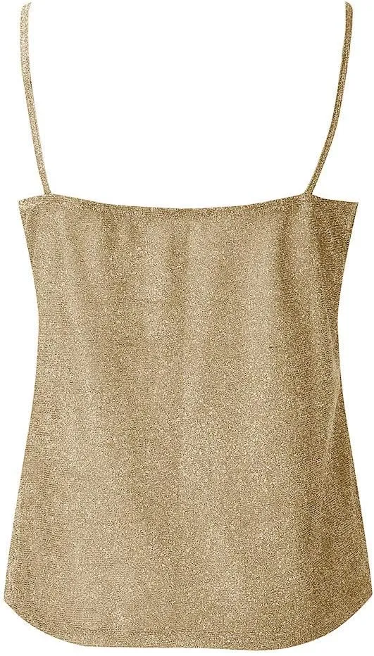 Women's Party Sequin Glitter Y2K Tank Top Rhinestone Sparkle Club Loose Fit Sleeveless Going Out Shirts Sparkly Strap