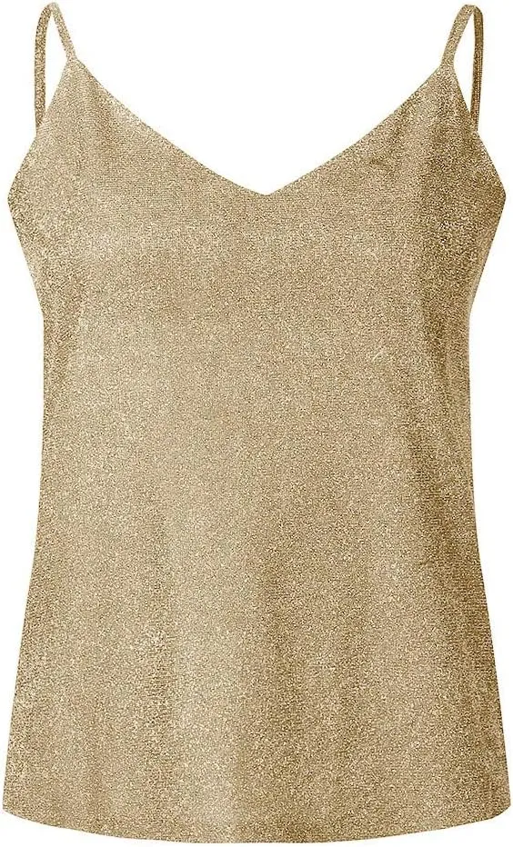 Women's Party Sequin Glitter Y2K Tank Top Rhinestone Sparkle Club Loose Fit Sleeveless Going Out Shirts Sparkly Strap