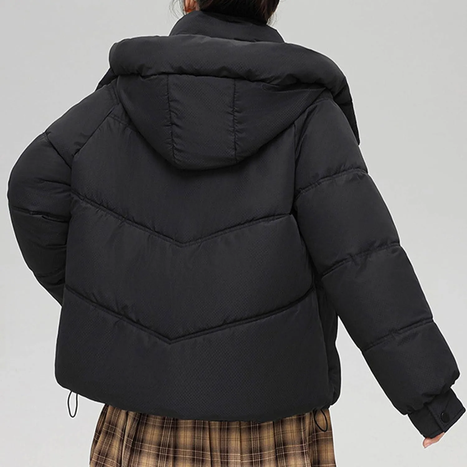Women's Puffer Jacket Cowl Neck Down Coat Loose Hooded Quilted Padded Jackets Winter Warm Casual Outwear Outfit