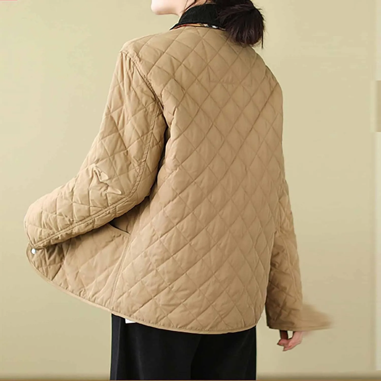 Womens Quilted Jackets Thicken Lightweight Puffer Jackets Winter Coats Warm Winter Coats Casual Lapel Parkas Down Coats