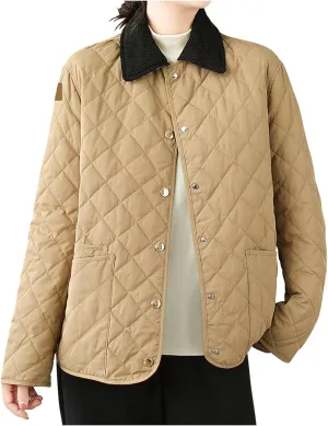Womens Quilted Jackets Thicken Lightweight Puffer Jackets Winter Coats Warm Winter Coats Casual Lapel Parkas Down Coats