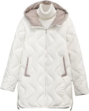 Women's Quilted Puffer Jacket with Hood Winter Warm Jackets Down Coat Parkas Fashion Padded Outerwear with Pockets