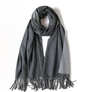 Women's Scarf Classic Tassel Super Soft Solid Color Cashmere Feel Fall Winter Plain Scarves Tartan Warm Wrap Shawl