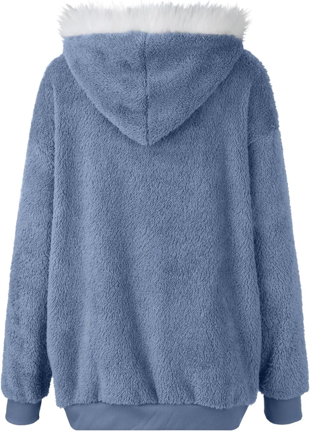 Women's Sherpa Fleece Casual Winter Warm Coat Oversized Zipper Hoodie Jackets