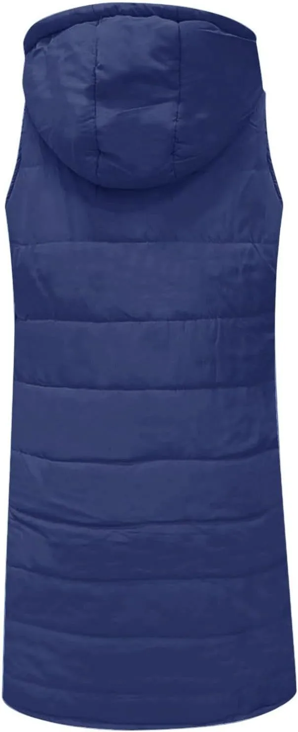 Women's Sleeveless Down Parkas Jackets Warm Winter Vest Coats for Women Long Jacket Plus Size Hooded Puffer Coat