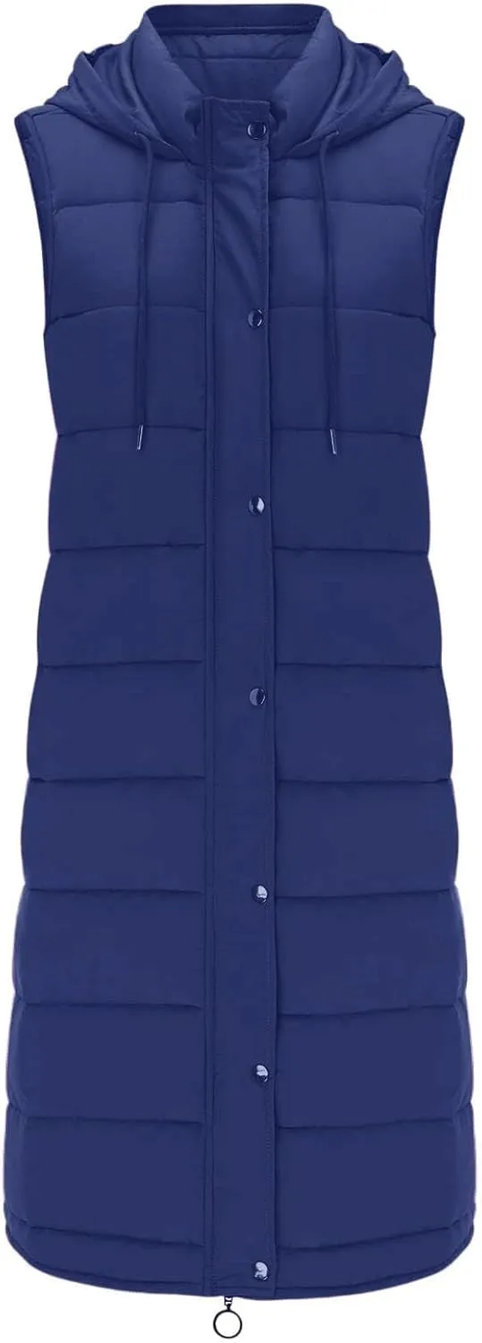 Women's Sleeveless Down Parkas Jackets Warm Winter Vest Coats for Women Long Jacket Plus Size Hooded Puffer Coat