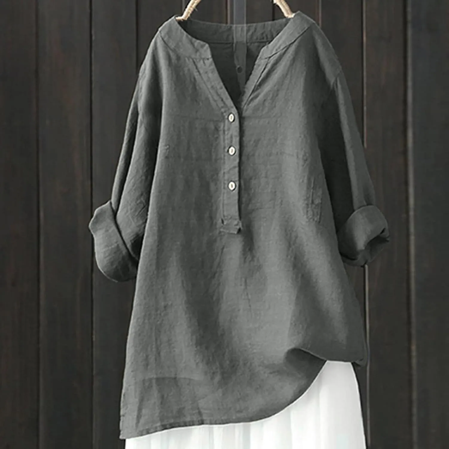 Womens Solid Color Linen Short Sleeve T Shirt Summer Comfy Casual Plus Size Tunic Tops V Neck Loose Fit Tshirt