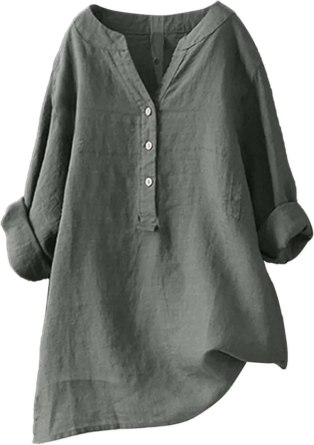 Womens Solid Color Linen Short Sleeve T Shirt Summer Comfy Casual Plus Size Tunic Tops V Neck Loose Fit Tshirt