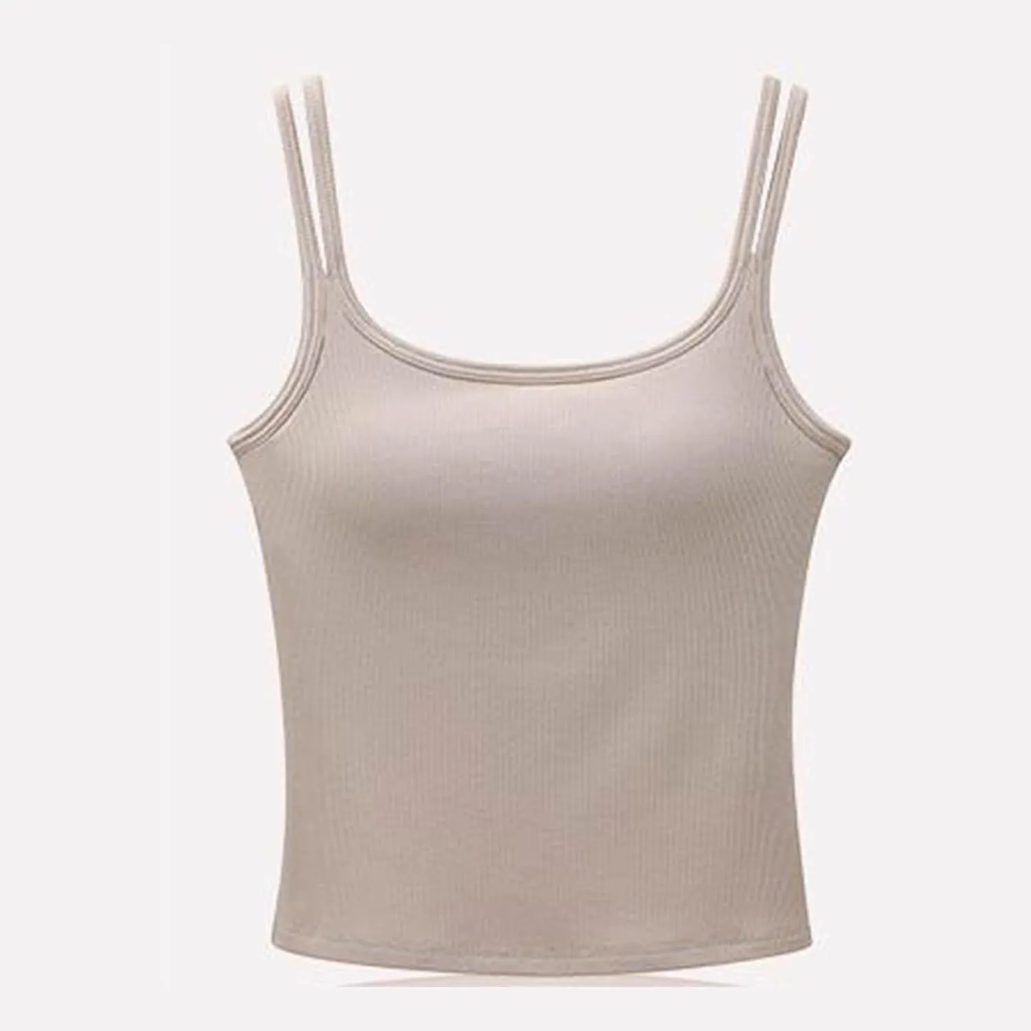 Womens Summer Ribbed Tank Top Spaghetti Straps Built in Bra Casual Camisole Sleeveless Basic Going Out Cami Shirt
