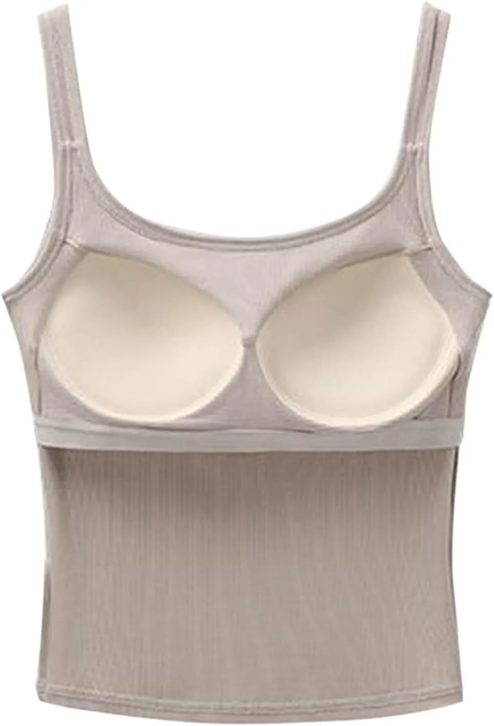 Womens Summer Ribbed Tank Top Spaghetti Straps Built in Bra Casual Camisole Sleeveless Basic Going Out Cami Shirt