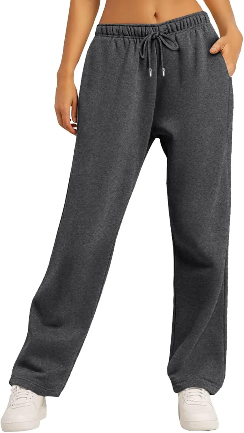 Womens Sweatpants Drawstring High Waisted Bottoms Plus Size Joggers Running Comfy Ski Hiking Pants Trousers