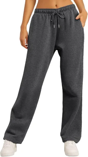 Womens Sweatpants Drawstring High Waisted Bottoms Plus Size Joggers Running Comfy Ski Hiking Pants Trousers