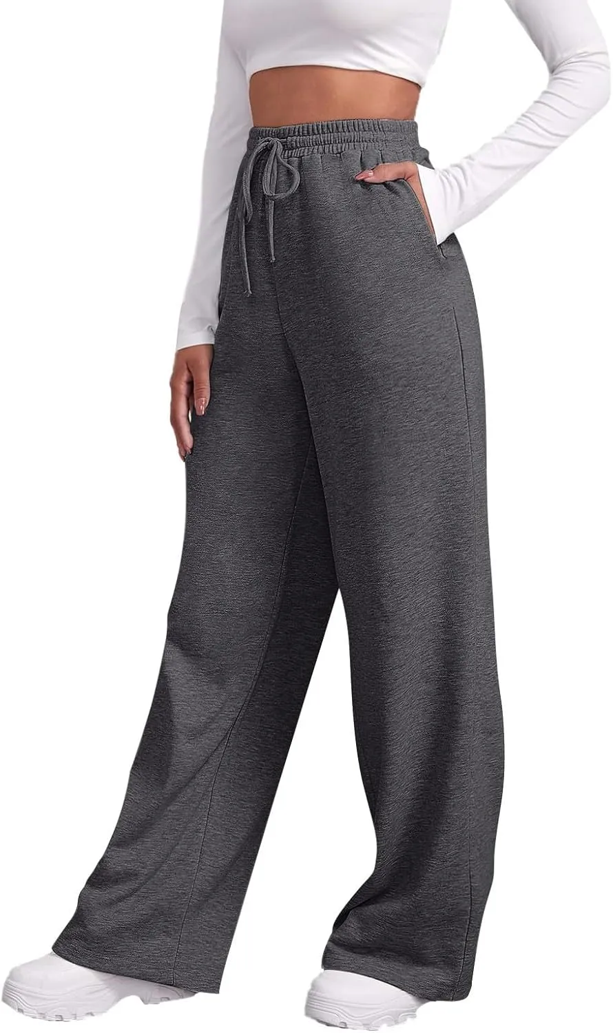 Womens Sweatpants Drawstring High Waisted Bottoms Plus Size Joggers Running Comfy Ski Hiking Pants Trousers