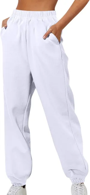 Womens Sweatpants Hiking Bottoms Joggers Lounge Drawstring Straight Leg High Waisted Basics Pants Trousers