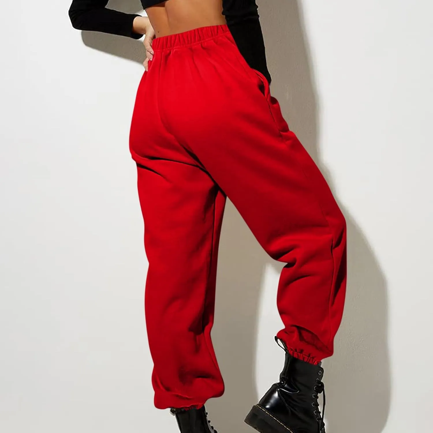 Womens Sweatpants Hiking Bottoms Joggers Lounge Drawstring Straight Leg High Waisted Basics Pants Trousers