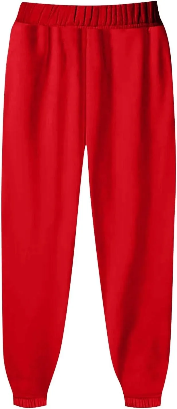 Womens Sweatpants Hiking Bottoms Joggers Lounge Drawstring Straight Leg High Waisted Basics Pants Trousers