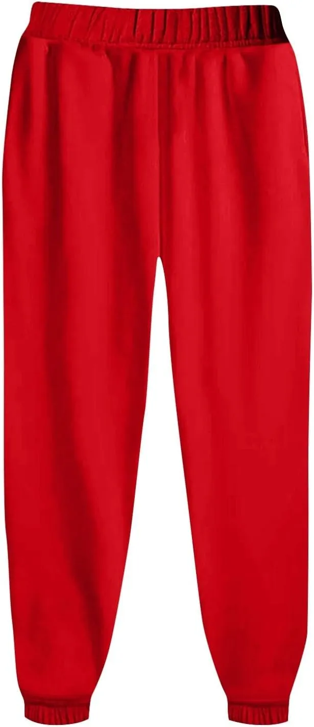 Womens Sweatpants Hiking Bottoms Joggers Lounge Drawstring Straight Leg High Waisted Basics Pants Trousers