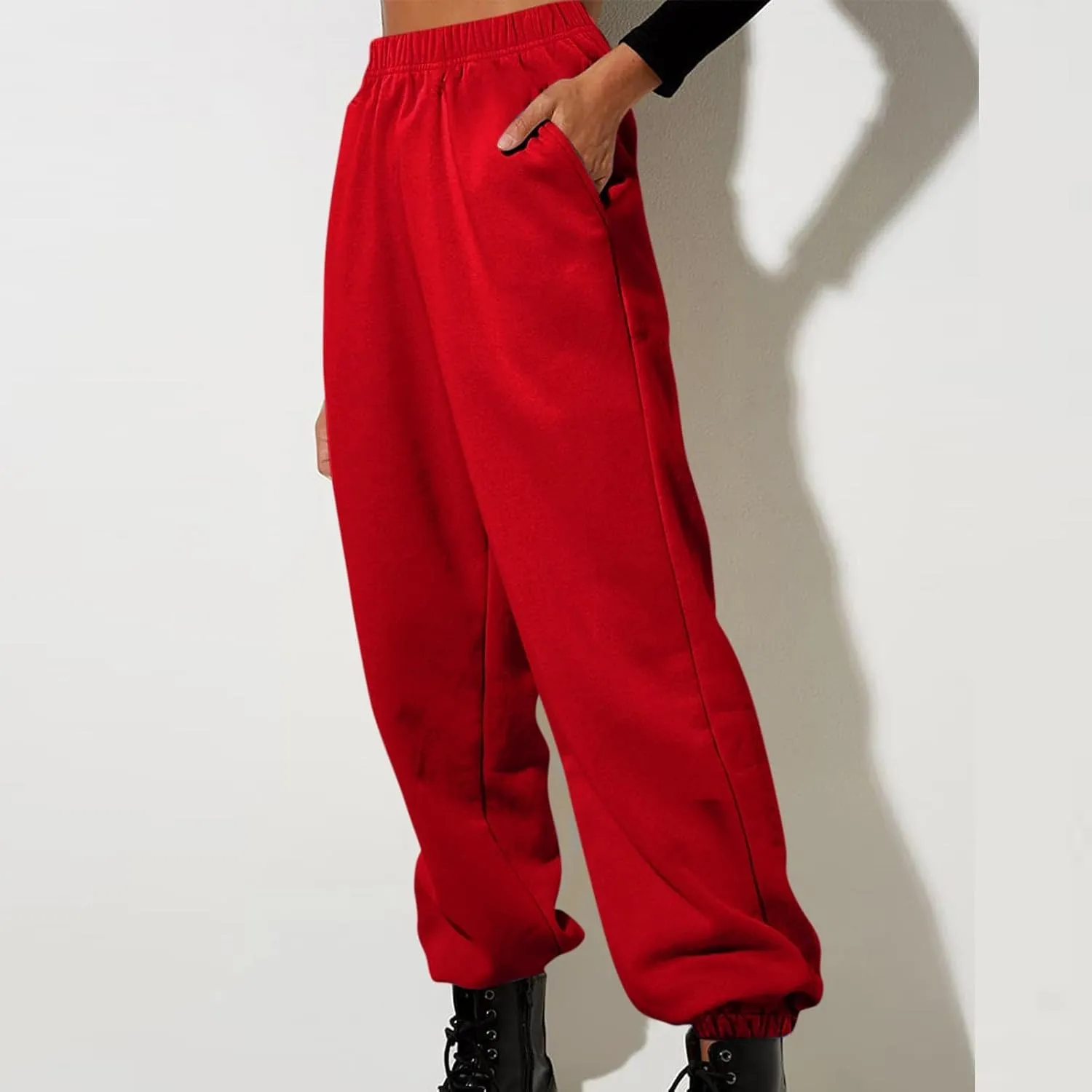 Womens Sweatpants Hiking Bottoms Joggers Lounge Drawstring Straight Leg High Waisted Basics Pants Trousers