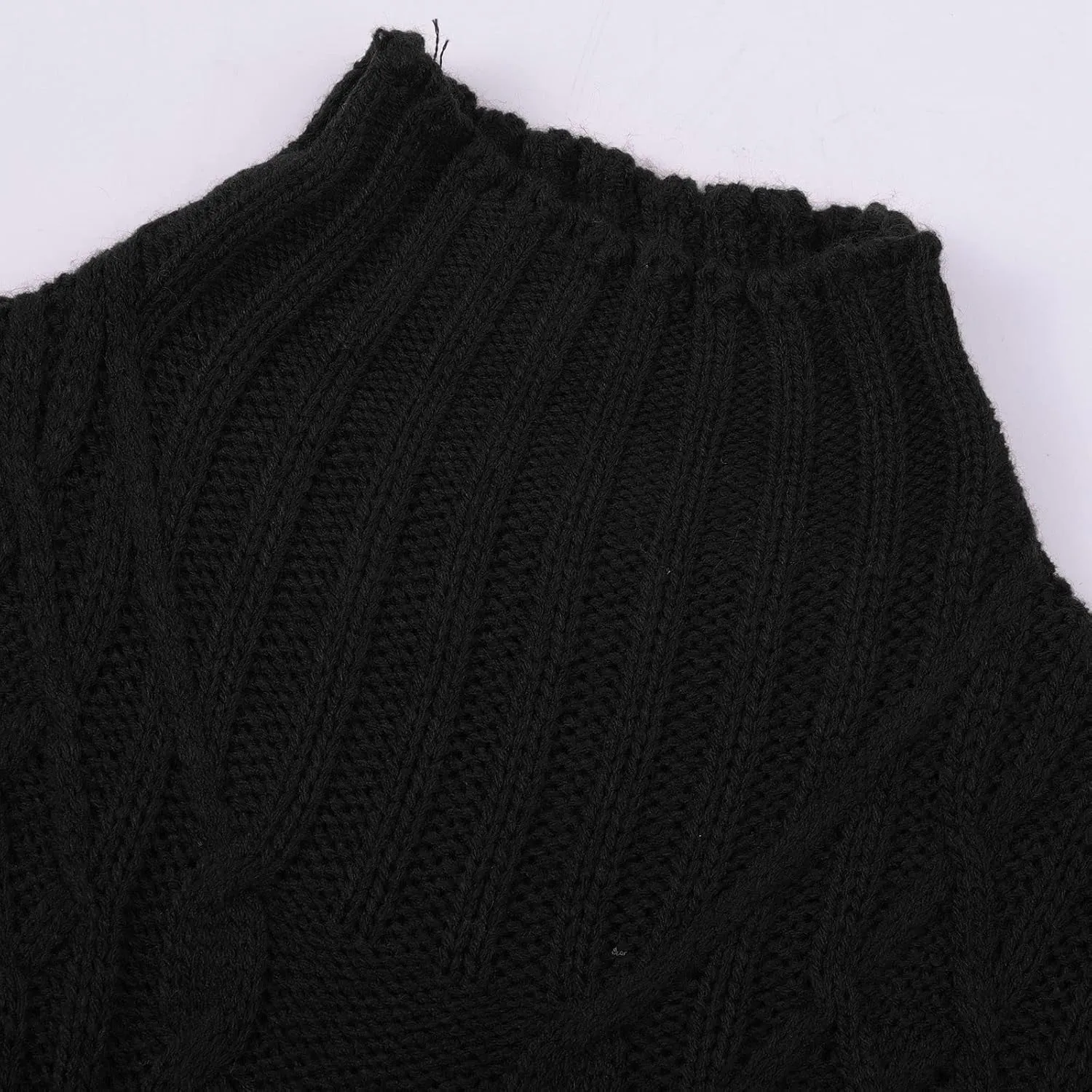 Women's Turtleneck Knit Pullover Long Sleeve Casual Oversized Sweater Tops Womens Fall Tops Ribbed Knit Sweater